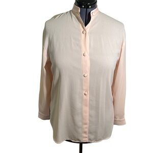 Sandra Ow-Wing N.R.1. Saks Fifth Ave Womens Size 4 Button Down Blouse Light Pink